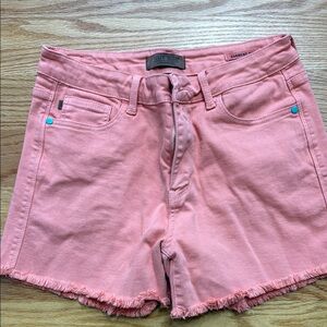 Judy Blue Orange Jean Shorts Distressed Raw-Edge Hem